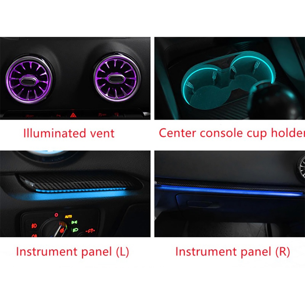 DIQ AMBIENT AUDI A3 (8V) DYN (Digital iQ Dynamic Ambient Light Audi A3 mod. 2013-2021, 25 Lights with Airvent) - immagine 3