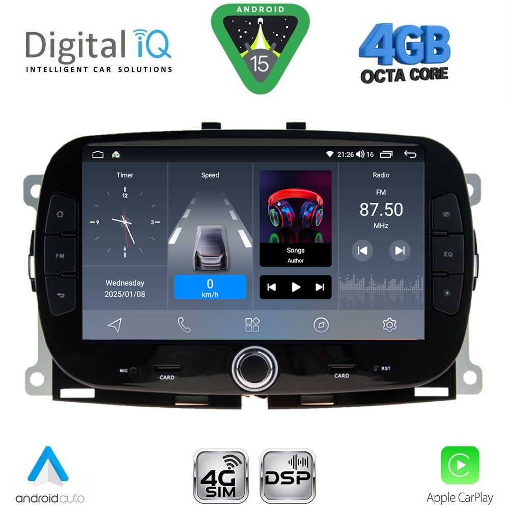 DIGITAL IQ BLG 498_CPA (7" DECK) MULTIMEDIA SYSTEM for FIAT 500 mod. 2016-2025 - immagine 14