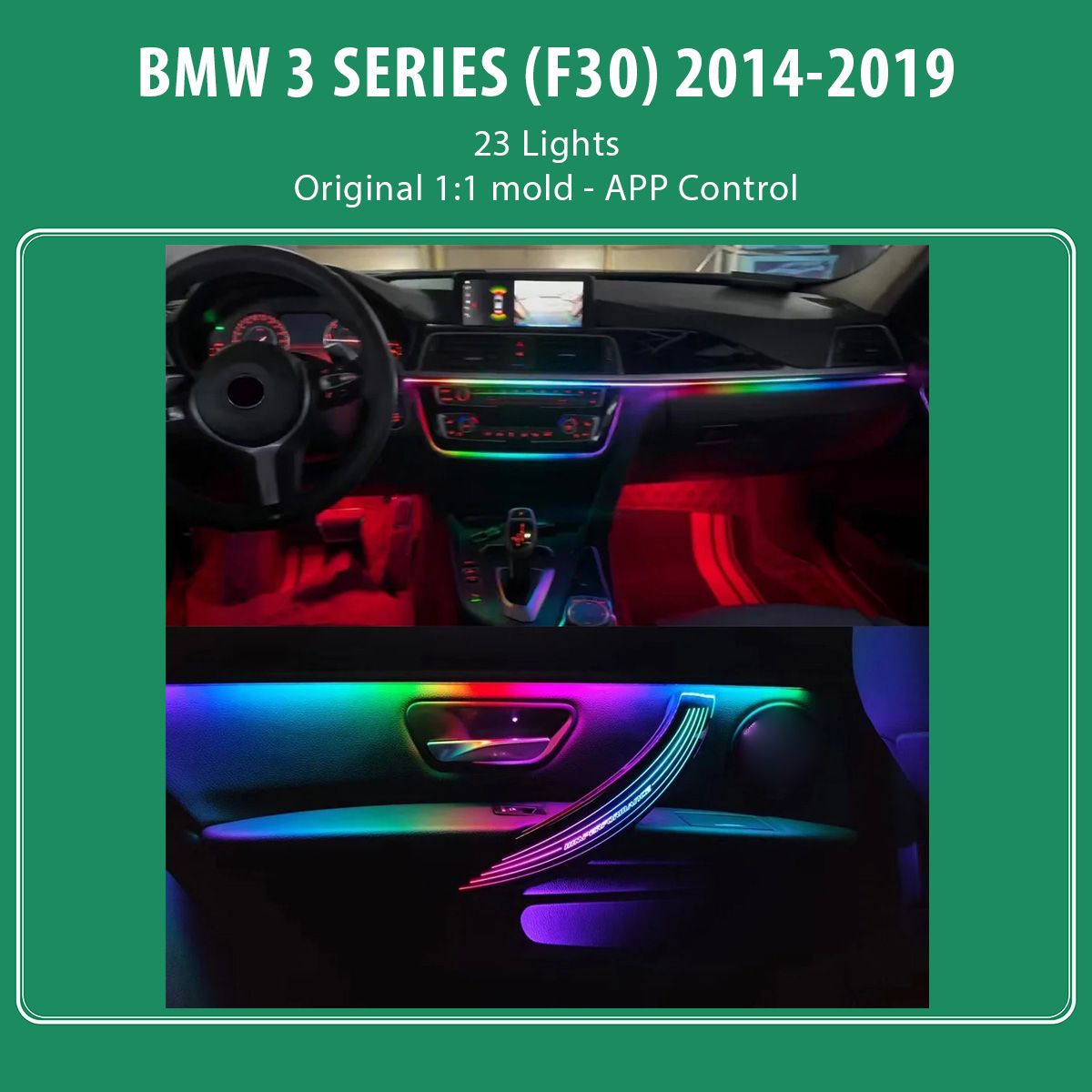 DIQ AMBIENT BMW S.3 FULL (F30) (Digital iQ Ambient Light for BMW Series 3 (F30) mod. 2011-2018 with 23 Lights) - immagine 2