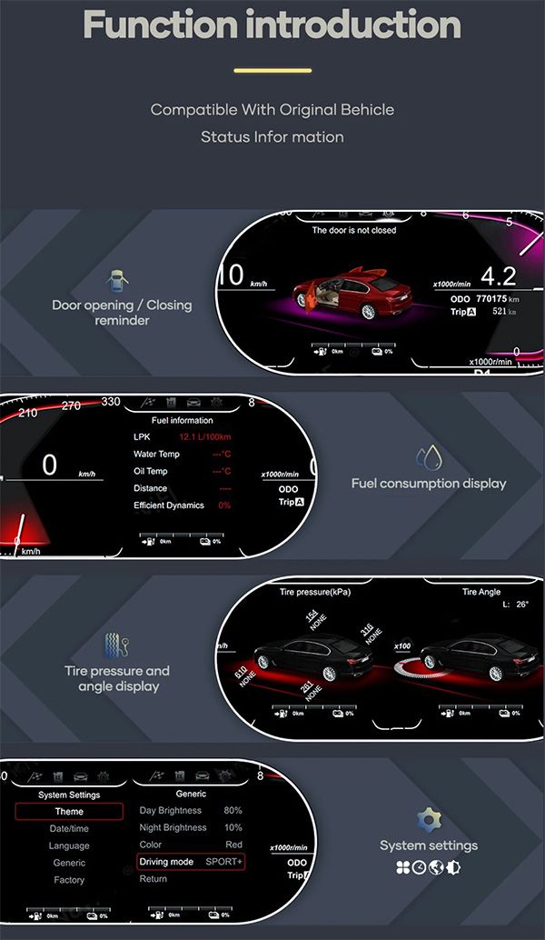 DIGITAL IQ FZ 972_IC (12.3in) BMW 5 - 5 GT - 6 - 7 Series mod. 2010-2017 / X3 - X4 - X5 - X6 mod. 2014-2017 DIGITAL DASHBOARD - immagine 6
