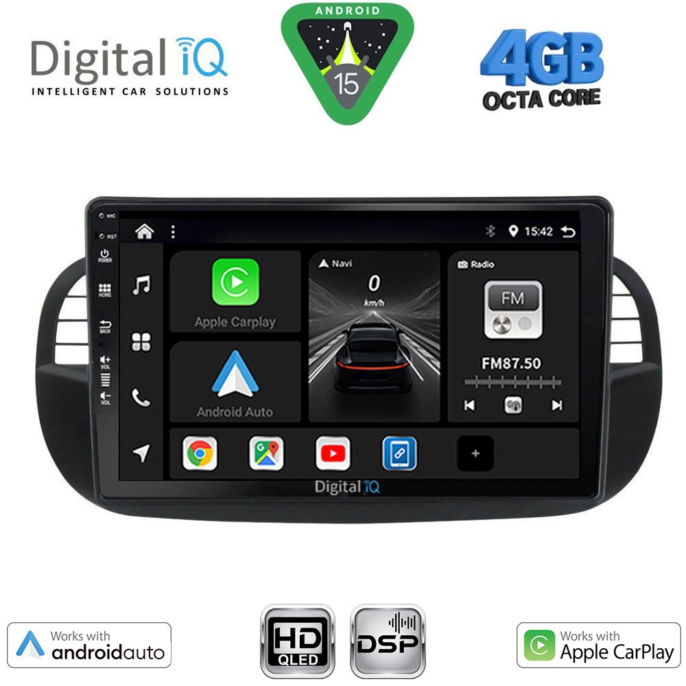 DIGITAL IQ BXF 6130BL_CPAA (9inc) MULTIMEDIA TABLET for FIAT 500 mod. 2007-2015 (BLACK)