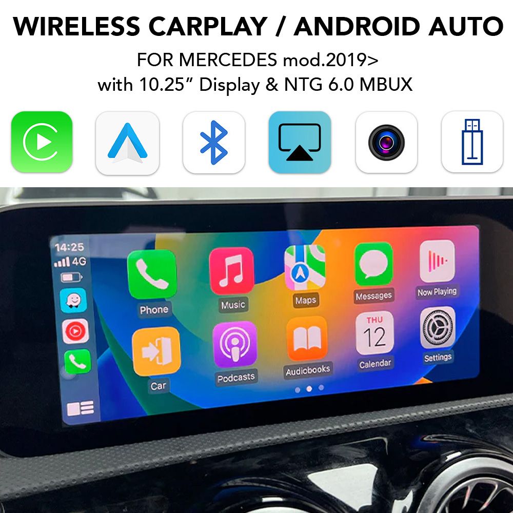 LENOVO LTP BZ2517F CPAA (WIRELESS CARPLAY / ANDROID AUTO BOX for MERCEDES with NTG 6.0 MBUX for 10.25'' with 2 CAMERAS) - WEXML.GR