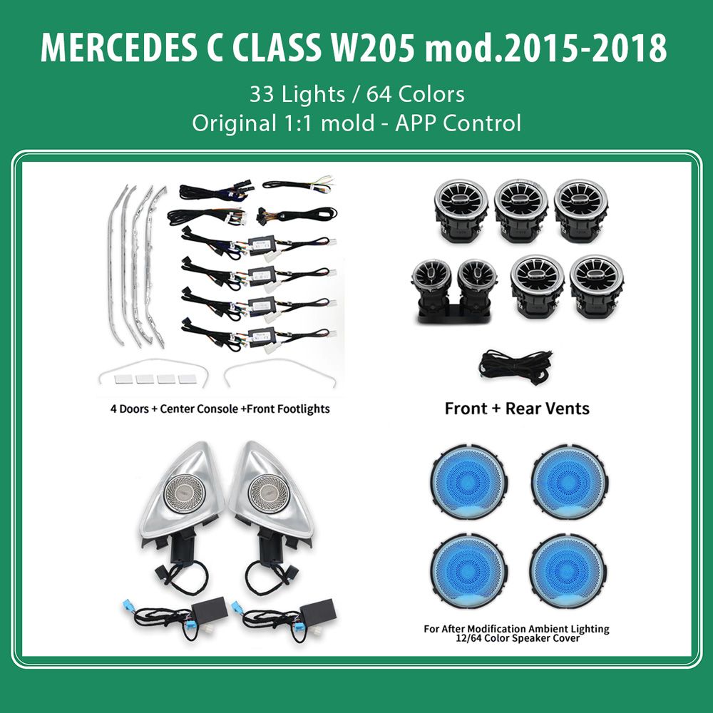DIQ AMBIENT 8161 DCL (FK) - BENZ C (W205) (Digital iQ Ambient Light for Mercedes C (W205) mod. 2015-2018 with 33 Lights - FULLKIT)