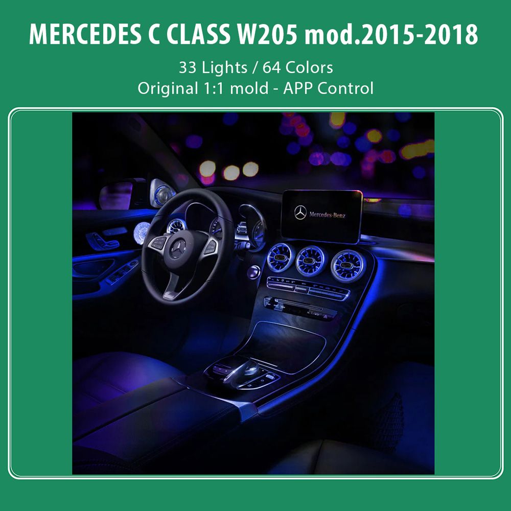 DIQ AMBIENT 8161 DCL (FK) - BENZ C (W205) (Digital iQ Ambient Light for Mercedes C (W205) mod. 2015-2018 with 33 Lights - FULLKIT) - immagine 2