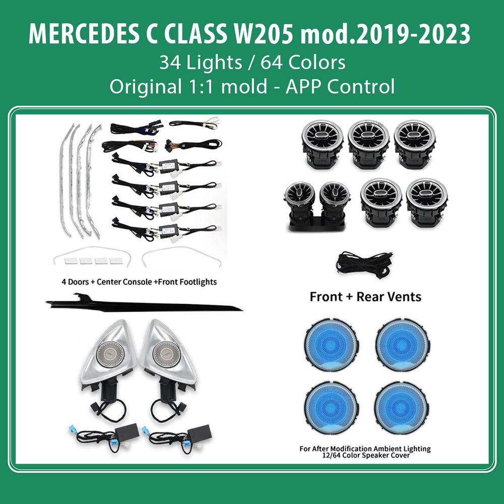 DIQ AMBIENT 8161 DCP2 (FK) - BENZ C (W205) (Digital iQ Ambient Light for Mercedes C (W205) mod. 2019-2023 with 34 Lights FULLKIT) - immagine 3