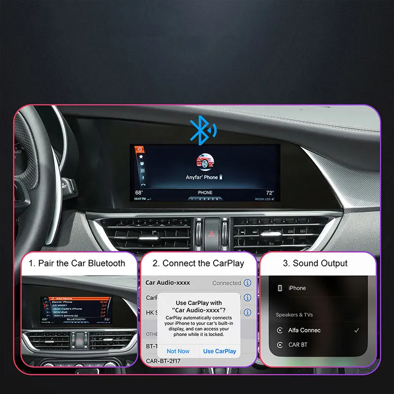 DIGITAL IQ AR 749F CPA (INTERFACE WIRELESS CARPLAY / ANDROID AUTO BOX for ALFA ROMEO GIULIA - STELVIO mod. 2015-2026 with 2 CAMERAS) - immagine 8