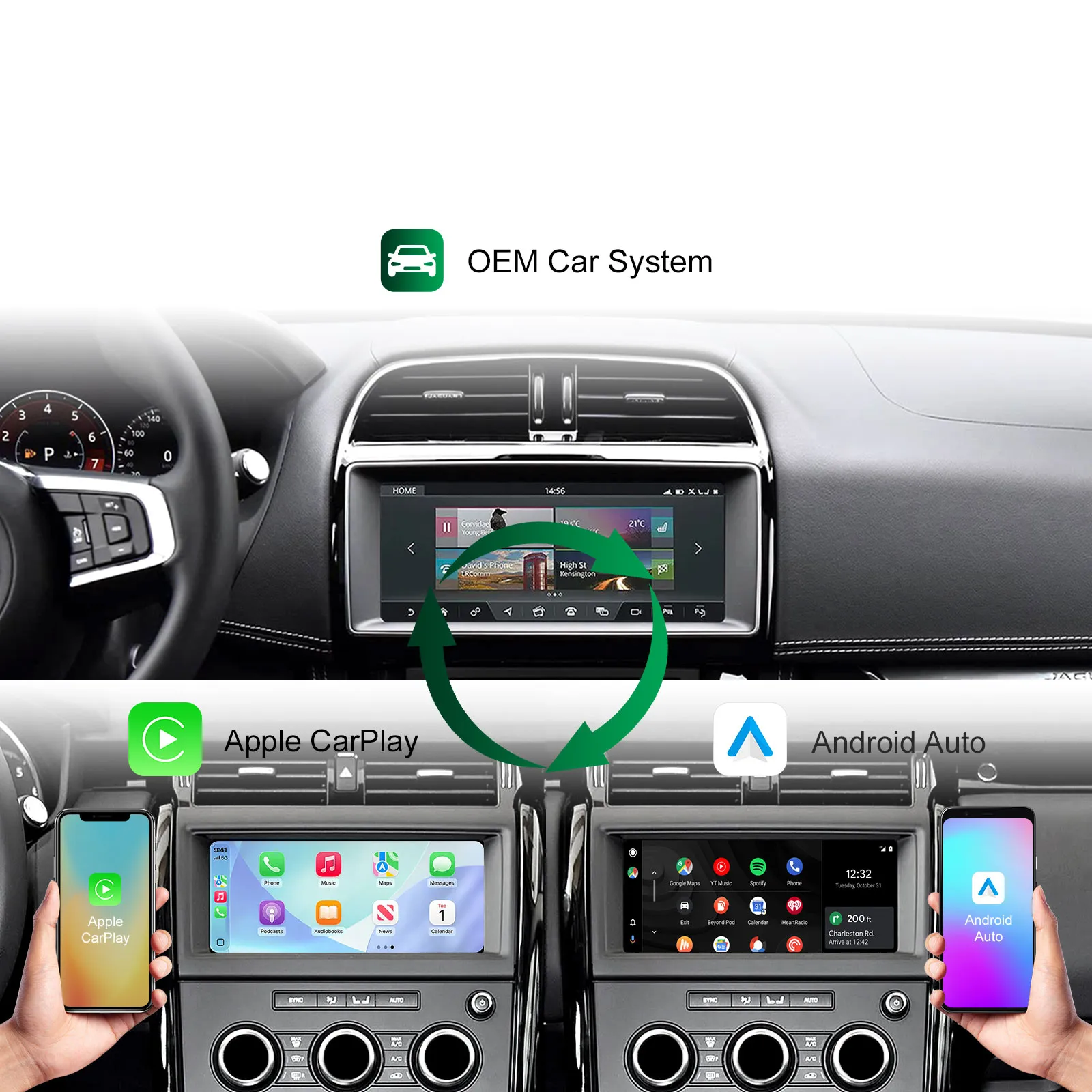 DIGITAL IQ LR 522F CPA (WIRELESS CARPLAY / ANDROID AUTO BOX with 2 CAMERA IN for JAGUAR - LAND ROVER mod. 2016-2019 with HARMAN 10.25" Screen) - immagine 12
