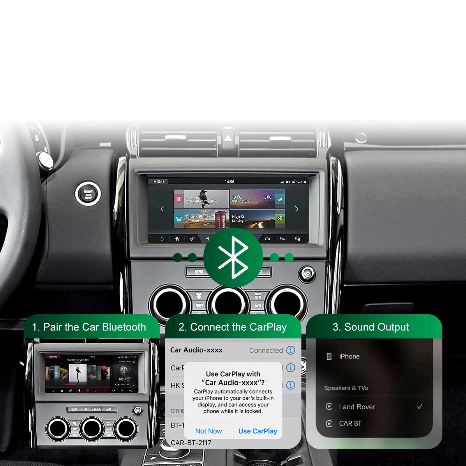 DIGITAL IQ LR 522F CPA (WIRELESS CARPLAY / ANDROID AUTO BOX with 2 CAMERA IN for JAGUAR - LAND ROVER mod. 2016-2019 with HARMAN 10.25" Screen) - immagine 8