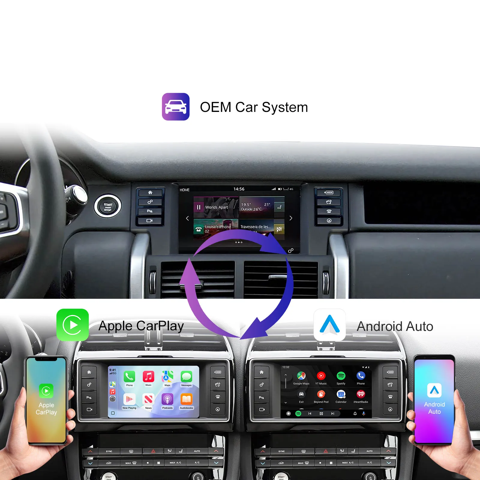 DIGITAL IQ LR 523F CPA (WIRELESS CARPLAY / ANDROID AUTO BOX with 2 CAMERA IN for JAGUAR - LAND ROVER mod. 2016-2019 with HARMAN 8" System) - immagine 14
