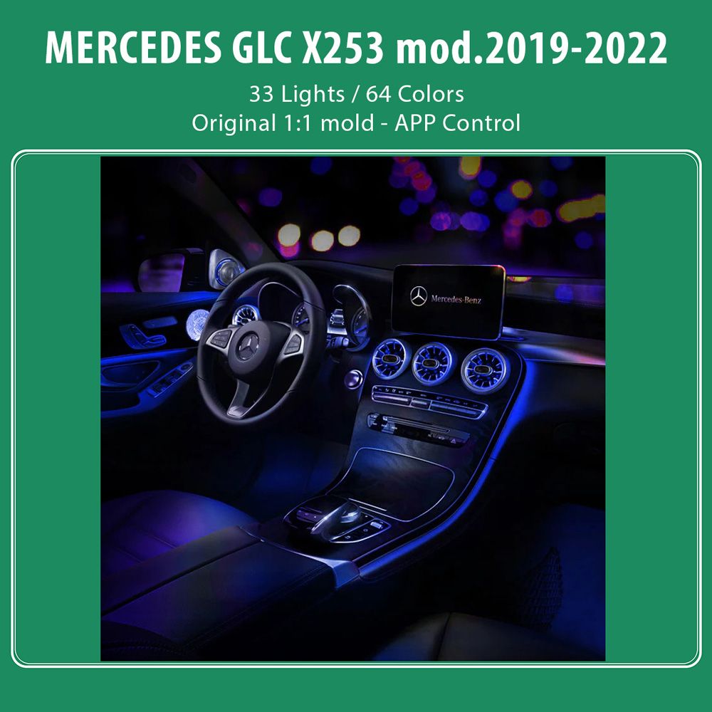DIQ AMBIENT 8161 DCQ - BENZ GLC (X253) (Digital iQ Ambient Light for Mercedes GLC (X253) mod. 2019-2022 with 33 Lights) - immagine 2