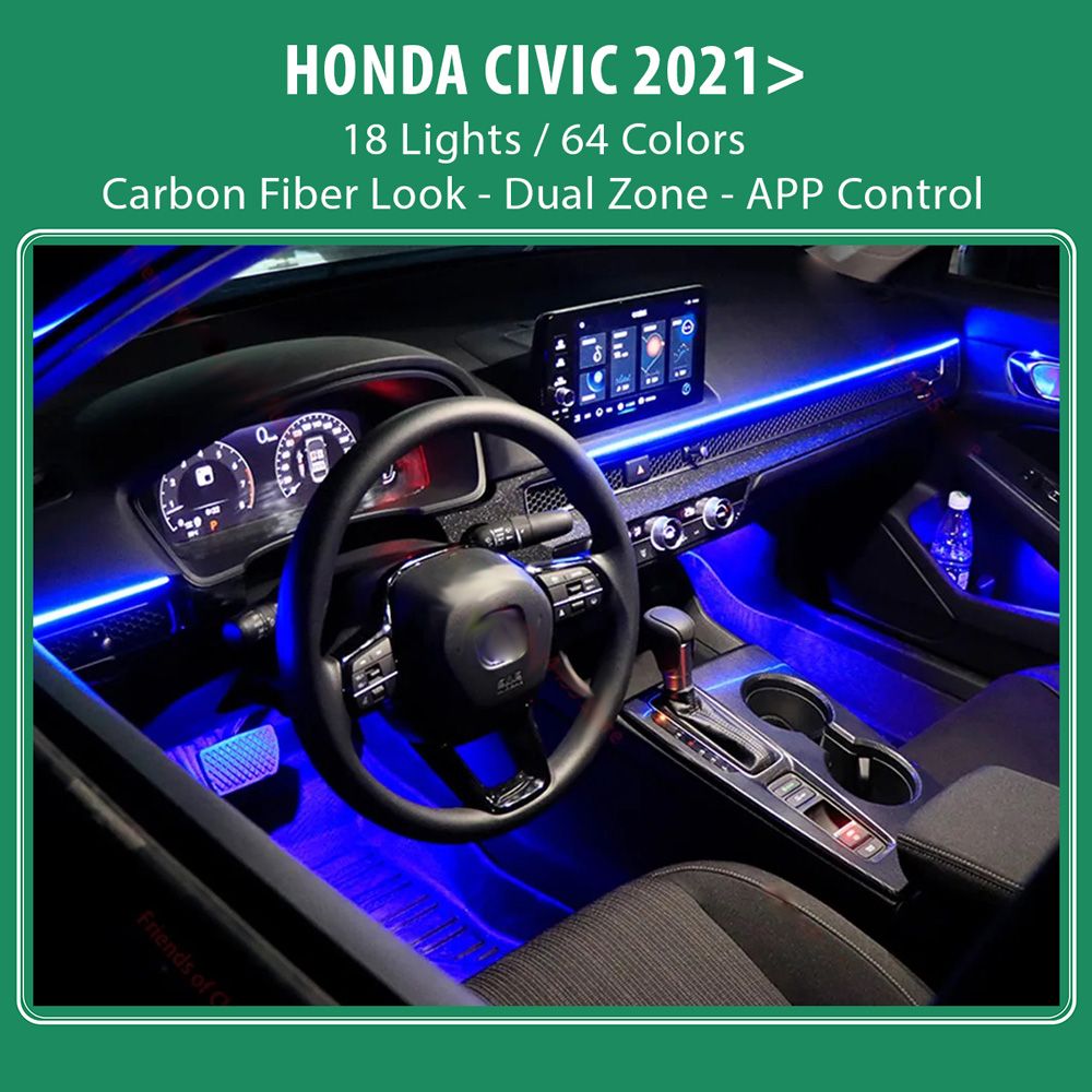 DIQ AMBIENT HONDA CIVIC XI mod. 2021> (Digital iQ Ambient Light for Honda Civic mod. 2021> with 18 Lights) - immagine 2