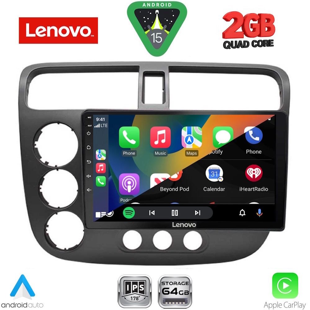 LENOVO LVD 2187_CPA (9inc) MULTIMEDIA TABLET for HONDA CIVIC 4D mod. 2001-2006 - immagine 2