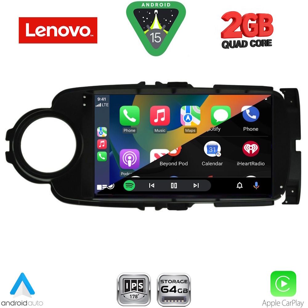 LENOVO LVD 2737BL_CPA (9inc) MULTIMEDIA TABLET for TOYOTA YARIS mod. 2011-2015 (BLACK) - immagine 2