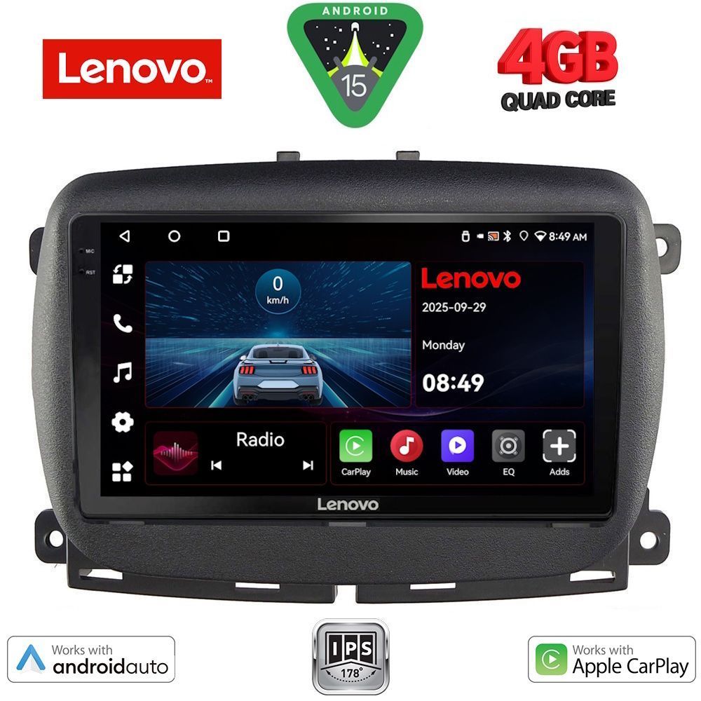 LENOVO LVE 8131_CPAA (9inc) MULTIMEDIA TABLET for FIAT 500 mod. 2016-2025