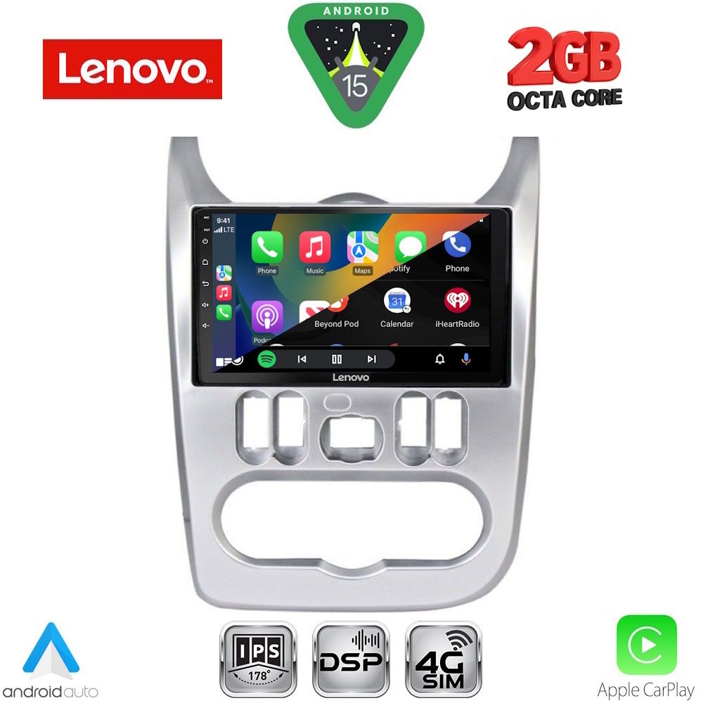 LENOVO LVF 5101SL_CPA (9inc) MULTIMEDIA TABLET for DACIA DUSTER – LOGAN – SANDERO mod. 2006-2012 (SILVER) - immagine 2