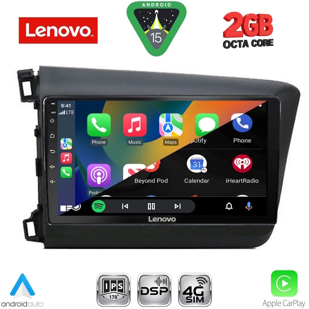 LENOVO LVF 51904D_CPA (9inc) MULTIMEDIA TABLET for HONDA CIVIC 4Doors mod. 2012-2016 - immagine 2