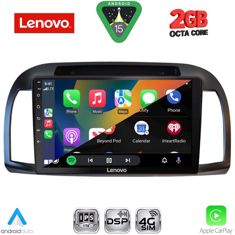 LENOVO LVF 5457BL_CPA (9inc) MULTIMEDIA TABLET for NISSAN MICRA K12 mod. 2002-2010 (BLACK) - immagine 2