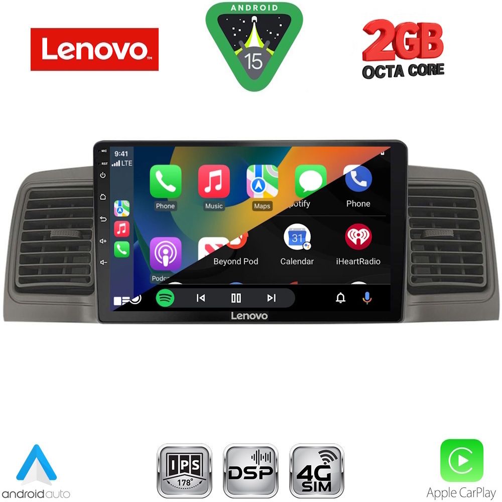 LENOVO LVF 5712GR_CPA (9inc) MULTIMEDIA TABLET for TOYOTA COROLLA mod. 2001-2006 (GREY) - immagine 2