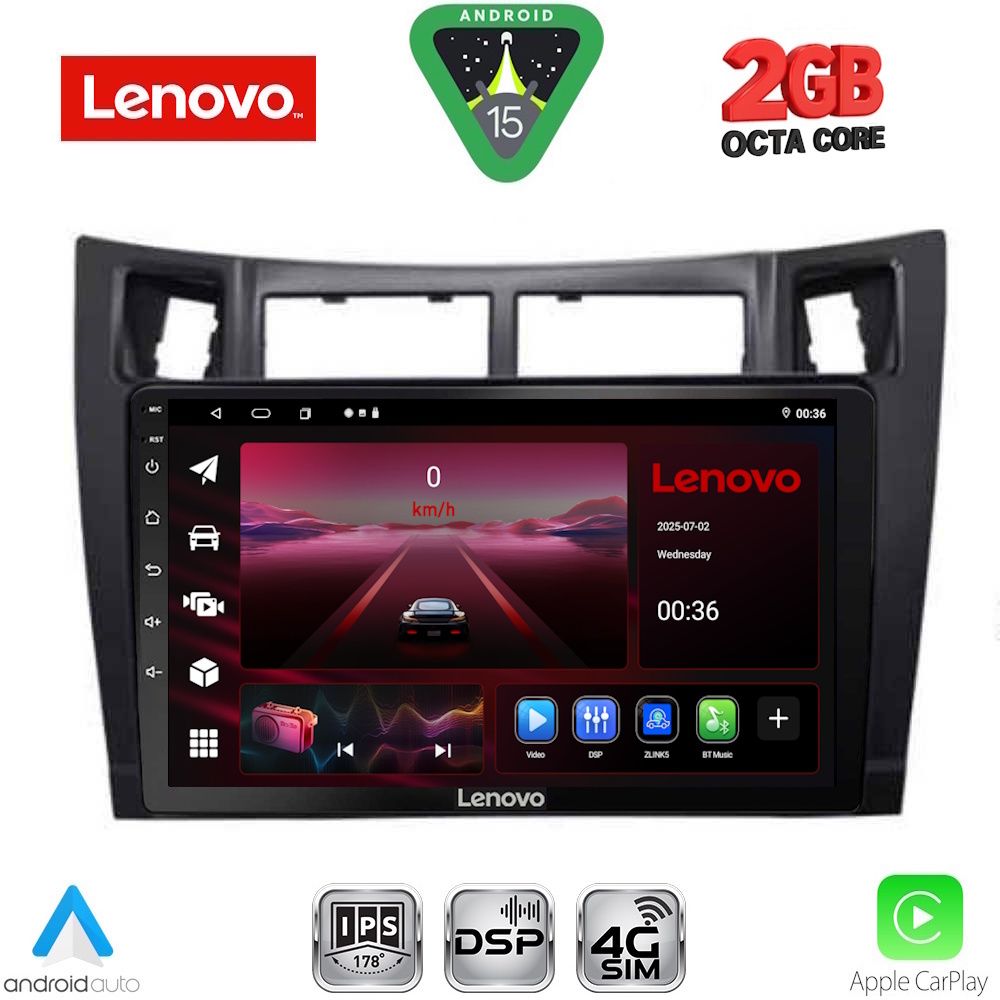 LENOVO LVF 5736BL_CPA (9inc) MULTIMEDIA TABLET for TOYOTA YARIS mod. 2006-2011 (BLACK)