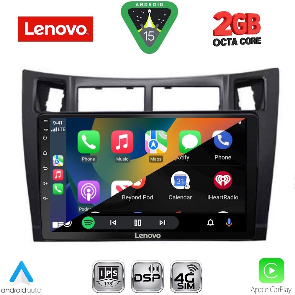 LENOVO LVF 5736BL_CPA (9inc) MULTIMEDIA TABLET for TOYOTA YARIS mod. 2006-2011 (BLACK) - immagine 2