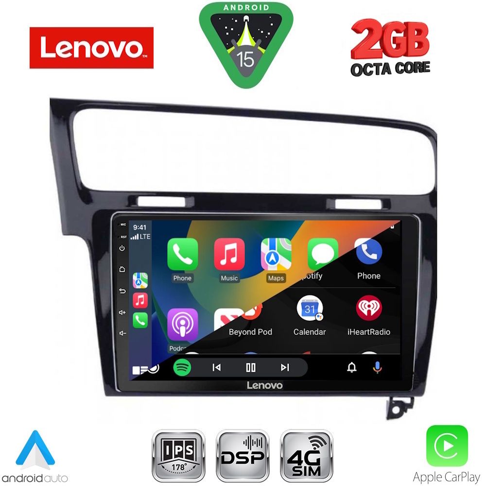 LENOVO LVF 5747BL_CPA (10inc) MULTIMEDIA TABLET for VW GOLF 7 mod. 2013-2020 (SHINY BLACK) - immagine 2