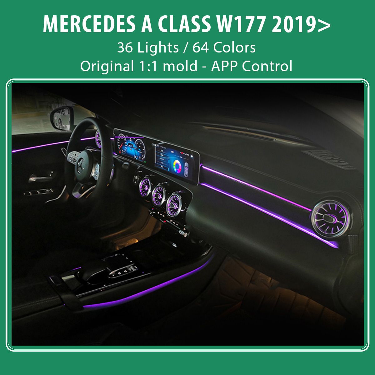 DIQ AMBIENT 8176 A4D - BENZ A (W177) mod. 2019-2024 (Digital iQ Ambient Light for MERCEDES A W177 mod. 2019-2024 with 36 Lights) - immagine 2