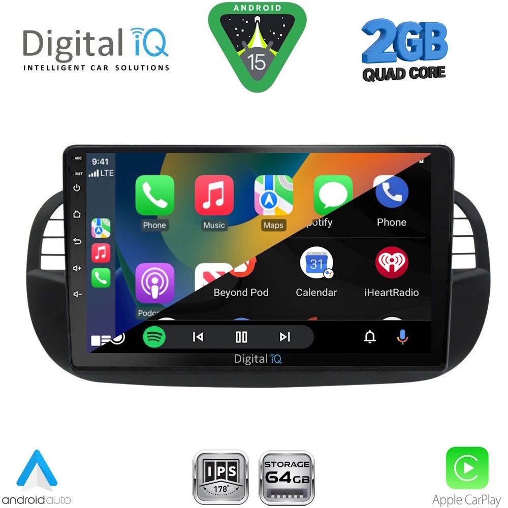 DIGITAL IQ RSD 1130BL_CPA (9inc) MULTIMEDIA TABLET for FIAT 500 mod. 2007-2015 (BLACK) - immagine 2