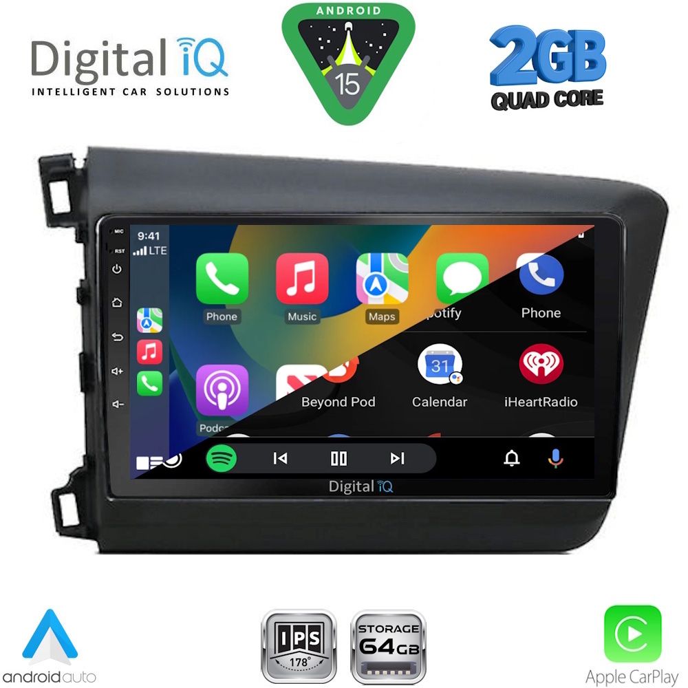 DIGITAL IQ RSD 11904D_CPA (9inc) MULTIMEDIA TABLET for HONDA CIVIC 4Doors mod. 2012-2016 - immagine 2