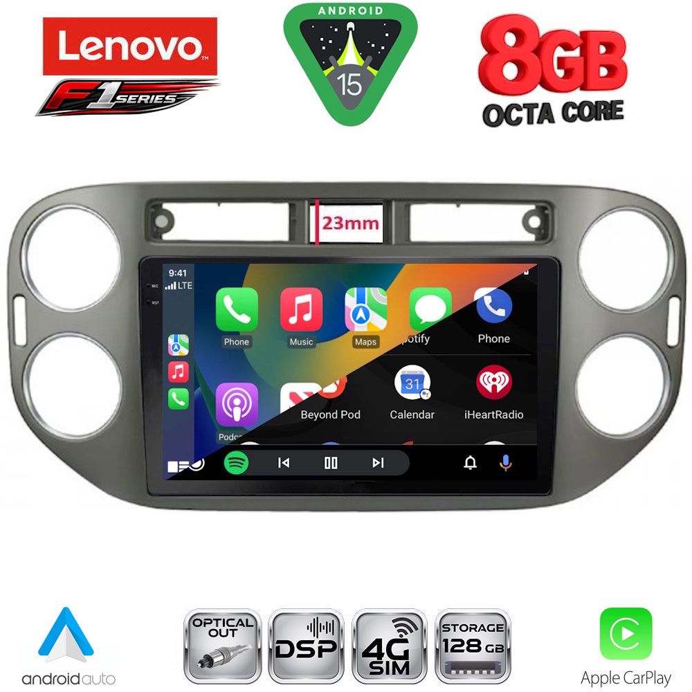 LENOVO SSR 10760GR_CPA (9inc) MULTIMEDIA TABLET for VW TIGUAN mod. 2011-2016 (GREY) - immagine 2
