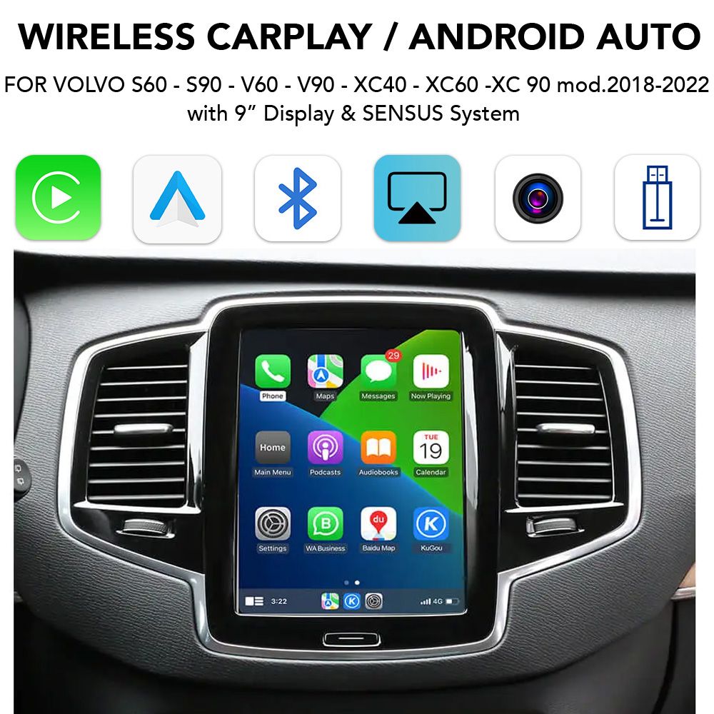 LENOVO LTP VLV 2510F CPAA (WIRELESS CARPLAY / ANDROID AUTO BOX for VOLVO V90 – S90 – XC40 - XC60 -XC90 mod. 2017-2022 for 9" Display) - WEXML.GR