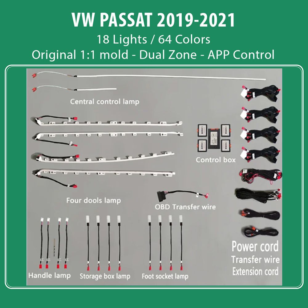 DIQ AMBIENT VW PASSAT III mod. 2019-2023 (Digital iQ Ambient Light for VW Passat mod. 2019-2023 with 18 Lights)