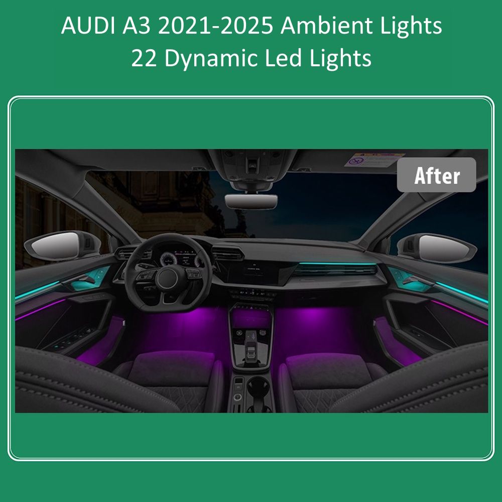 DIQ AMBIENT AUDI A3 (8Y) DYN mod. 2021-2025 (Digital iQ Ambient Light for Audi A3 (8Y) mod. 2021-2025 with 22 Lights) - immagine 2