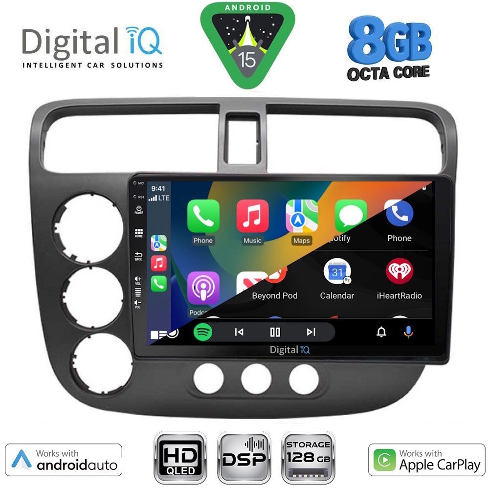 DIGITAL IQ BXF 7187_CPAA (9inc) MULTIMEDIA TABLET for HONDA CIVIC 4D mod. 2001-2006 - immagine 2