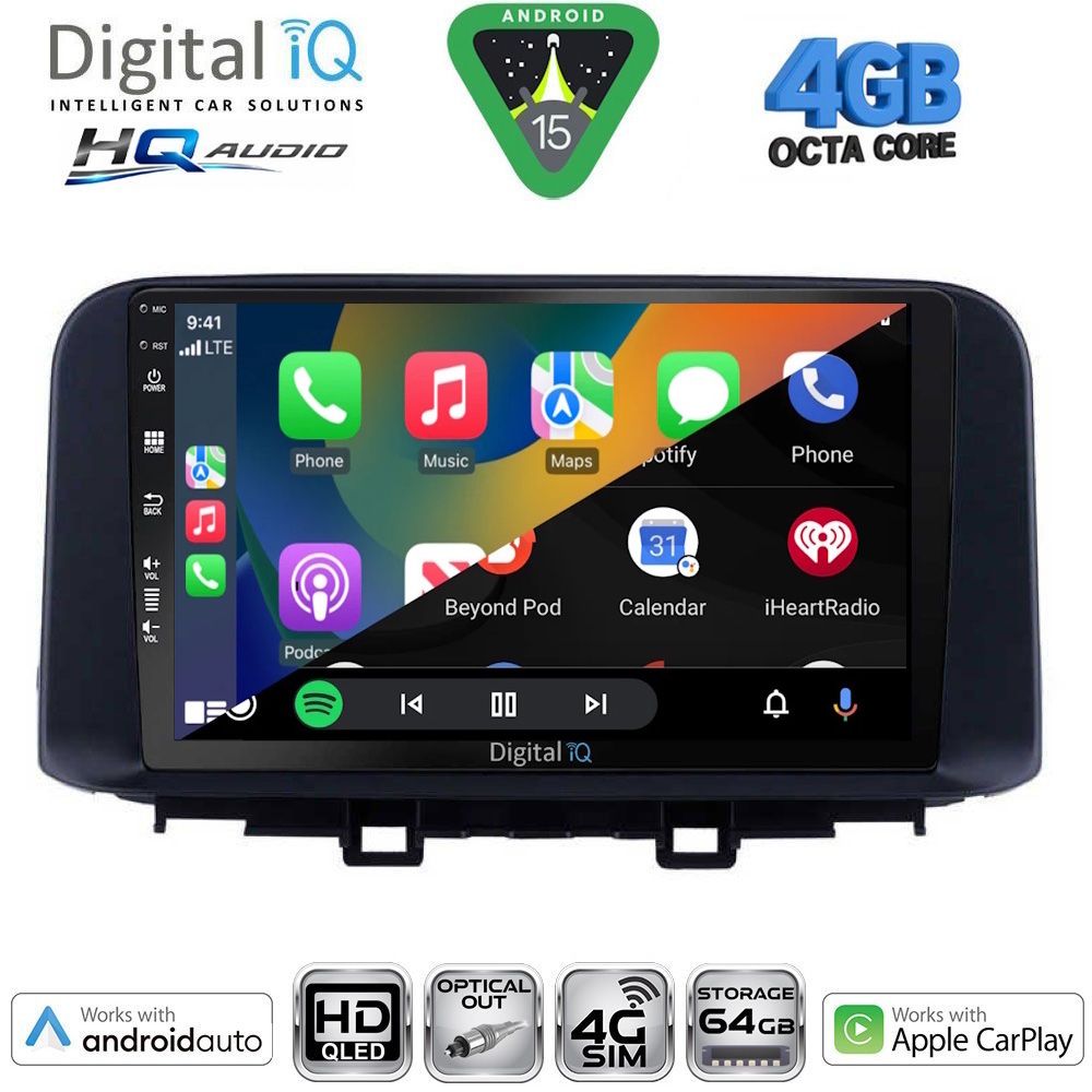 DIGITAL IQ BXK 19237_CPAA (10inc) MULTIMEDIA TABLET for HYUNDAI KONA mod. 2017-2023 - immagine 2