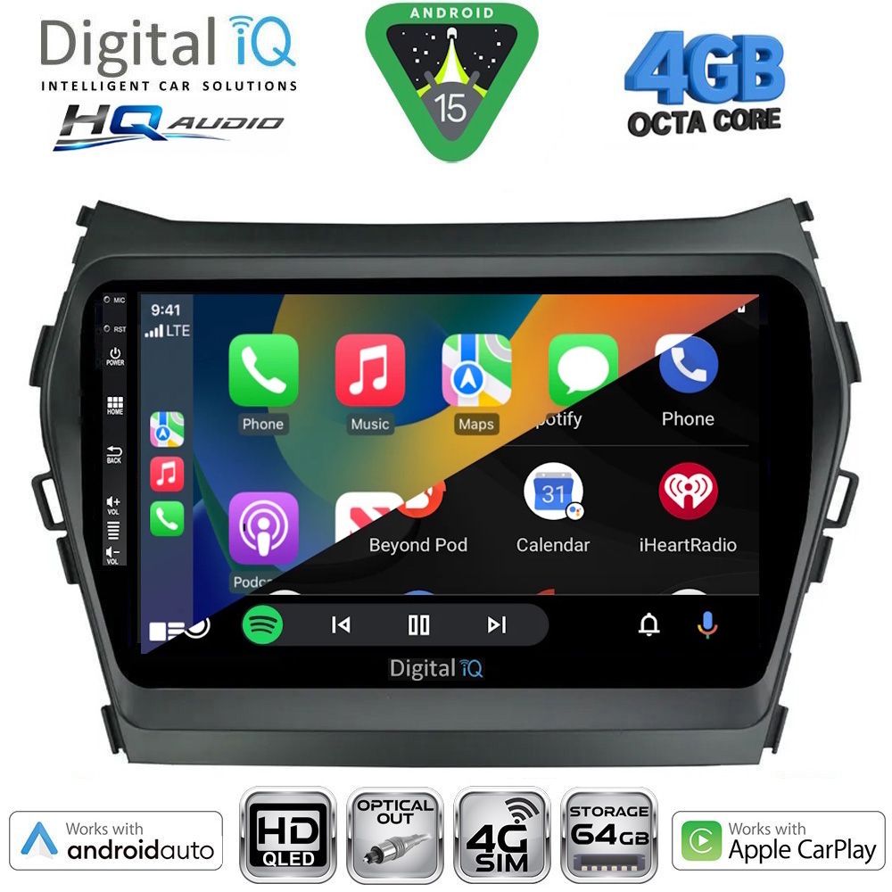 DIGITAL IQ BXK 19238_CPAA (9inc) MULTIMEDIA TABLET for HYUNDAI IX45 - SANTA FE mod. 2013-2017 - immagine 2