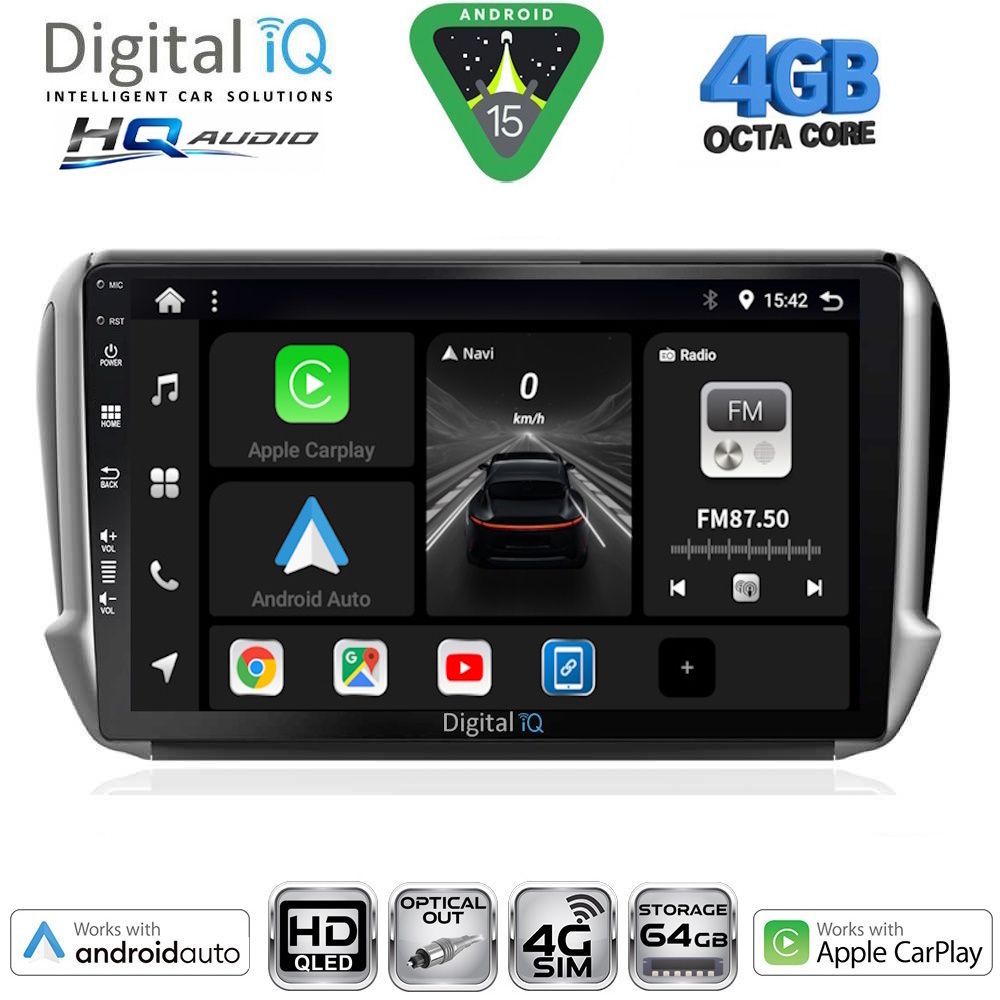 DIGITAL IQ BXK 19508_CPAA (10inc) MULTIMEDIA TABLET for PEUGEOT 208-2008 mod. 2012-2021