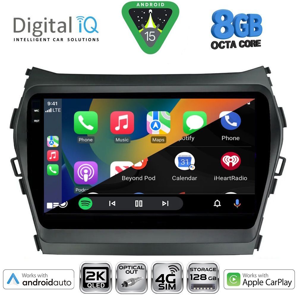 DIGITAL IQ BXK 20238_CPAA (9inc) MULTIMEDIA TABLET for HYUNDAI IX45 - SANTA FE mod. 2013-2017 - immagine 2