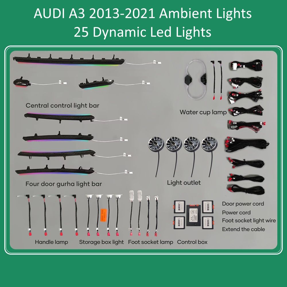 DIQ AMBIENT AUDI A3 (8V) DYN (Digital iQ Dynamic Ambient Light Audi A3 mod. 2013-2021, 25 Lights with Airvent)