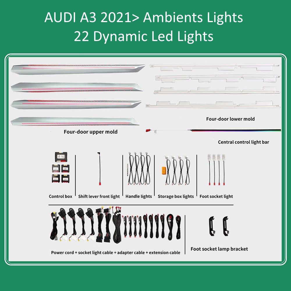 DIQ AMBIENT AUDI A3 (8Y) DYN mod. 2021-2025 (Digital iQ Ambient Light for Audi A3 (8Y) mod. 2021-2025 with 22 Lights) - immagine 4