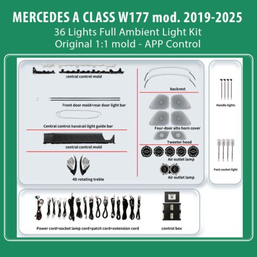 DIQ AMBIENT MERCEDES A BC14M7  (Digital iQ Ambient Light Kit for MERCEDES A CLASS W177 mod. 2019-2025 36 Lights Full Kit) - WEXML.GR