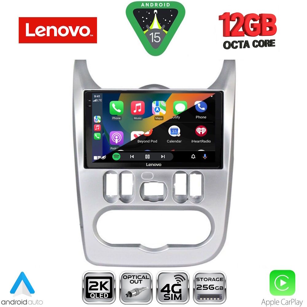 LENOVO SSZ 12101SL_CPA (9inc) MULTIMEDIA TABLET for DACIA DUSTER – LOGAN – SANDERO mod. 2006-2012 (SILVER) - immagine 2
