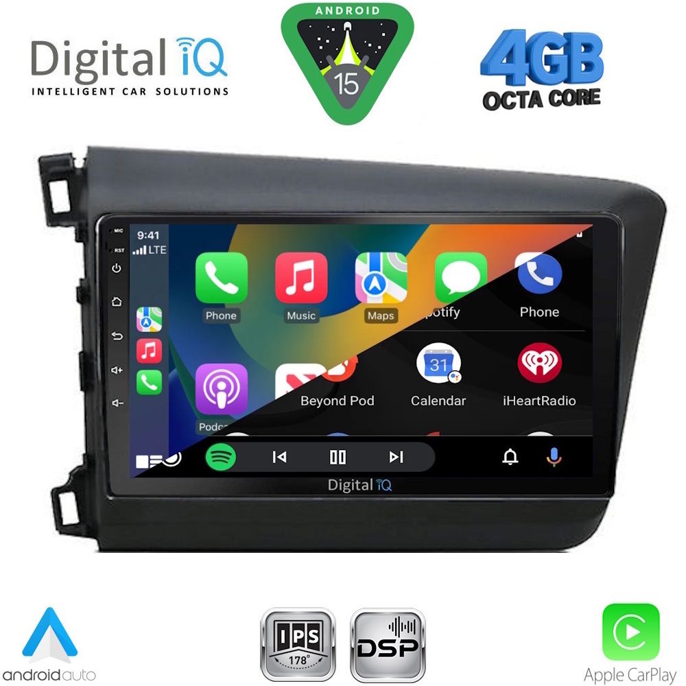 DIGITAL IQ RSG 61904D_CPA (9inc) MULTIMEDIA TABLET for HONDA CIVIC 4Doors mod. 2012-2016 - immagine 2