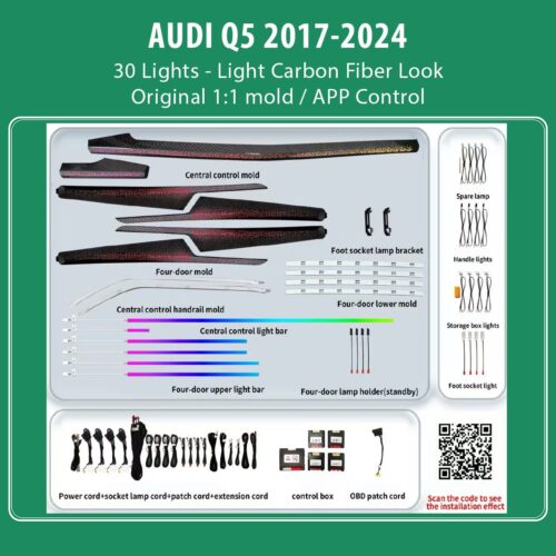 DIQ AMBIENT AUDI Q5 HC-AD22K LIGHT CF (Digital iQ Ambient Light for Audi Q5 mod. 2017-2024 with 30 Lights