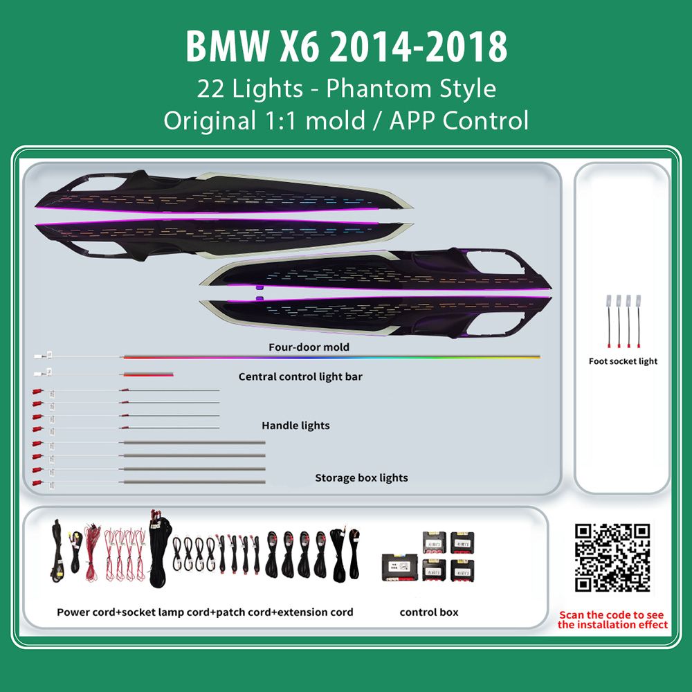 DIQ AMBIENT BMW X6 BM12M (Digital iQ Ambient Light for BMW X6 (F16) mod. 2014-2018 with 22 Lights
