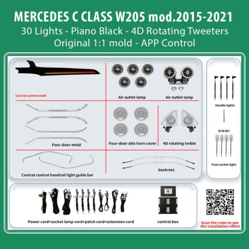 DIQ AMBIENT MERCEDES C BC10M7 (Digital iQ Ambient Light for Mercedes C (W205) mod. 2015-2021 with 30 Lights