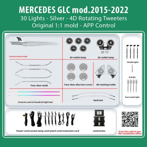 DIQ AMBIENT MERCEDES GLC BGLC10M7 (Digital iQ Ambient Light for Mercedes GLC (X253) mod. 2015-2022 with 30 Lights
