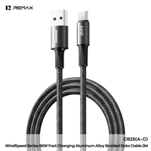 REMAX CB25-AC BLACK 66W FAST CHARGING CABLE (USB-A to USB-C) - WEXML.GR