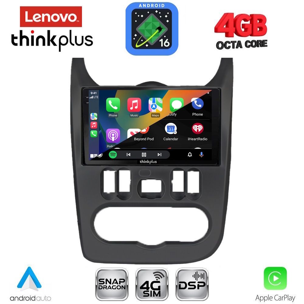 LENOVO LTG 7101BL_CPA (9inc) MULTIMEDIA TABLET for DACIA DUSTER – LOGAN – SANDERO mod. 2006-2012 (BLACK) - immagine 3
