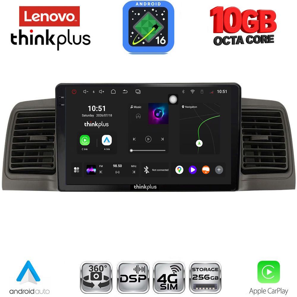 LENOVO LTM 11712BL_CPA (9inc) MULTIMEDIA TABLET for TOYOTA COROLLA mod. 2001-2006 (BLACK) - WEXML.GR