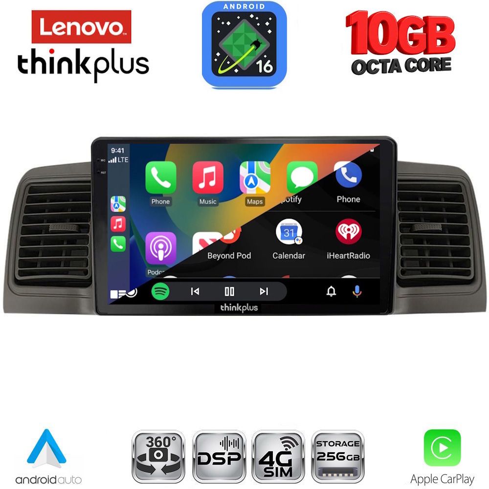 LENOVO LTM 11712BL_CPA (9inc) MULTIMEDIA TABLET for TOYOTA COROLLA mod. 2001-2006 (BLACK) - immagine 2